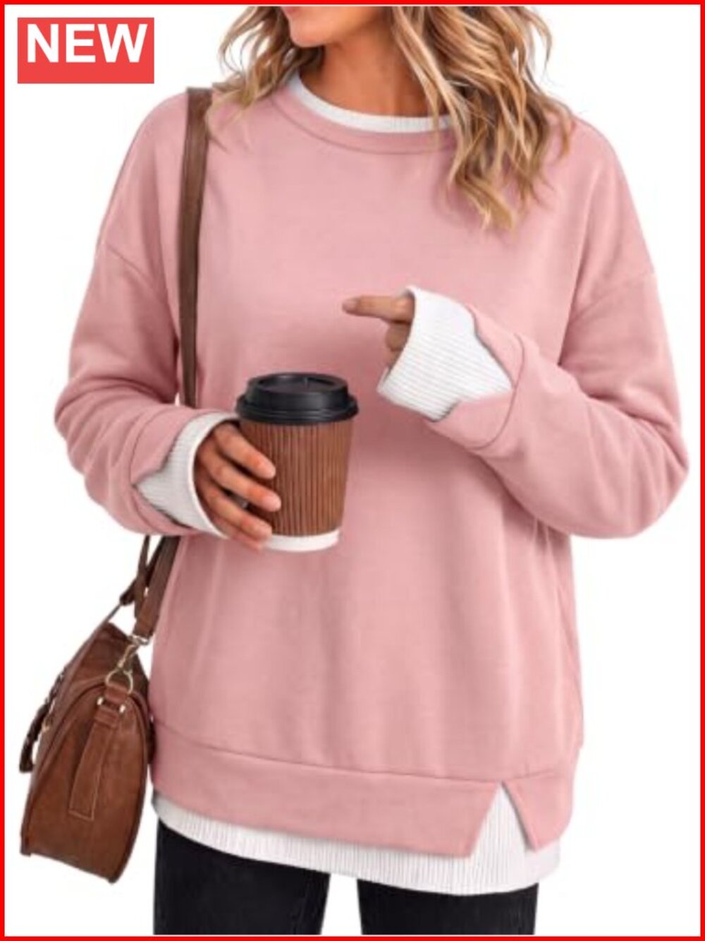 Women Crewneck Long Sleeve Oversized Sweatshirt Loose Fit Pullover